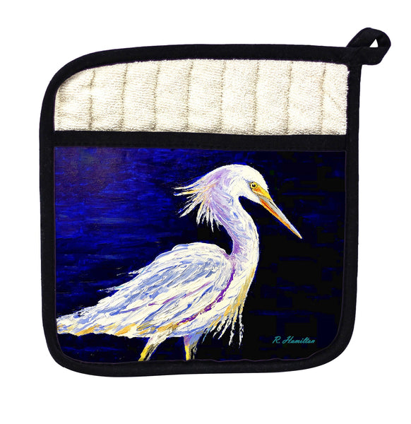 Palette Snowy Egret Pot Holder