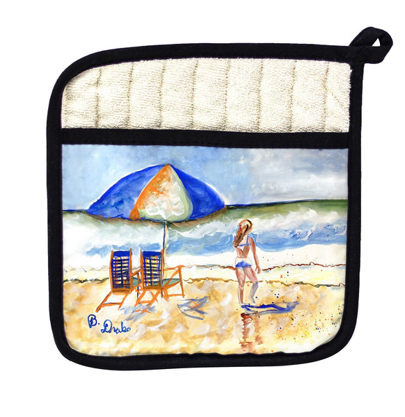 Beach Chairs & Girl Pot Holder