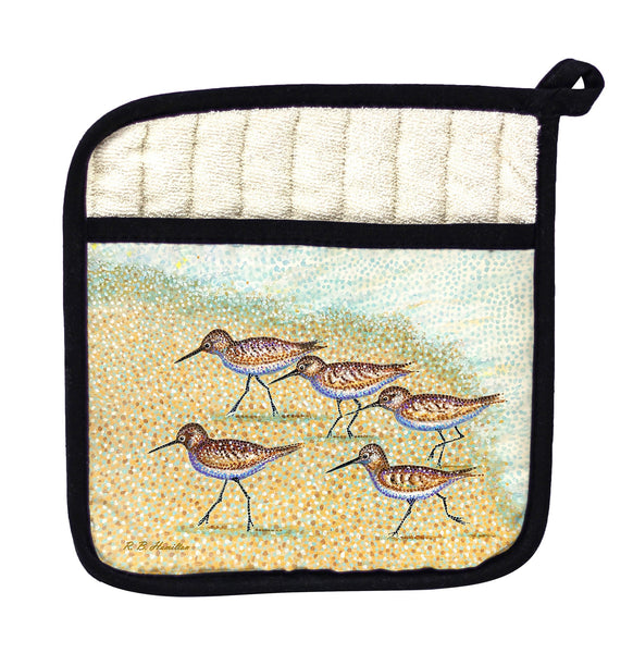 Pointillist Sanderlings Pot Holder
