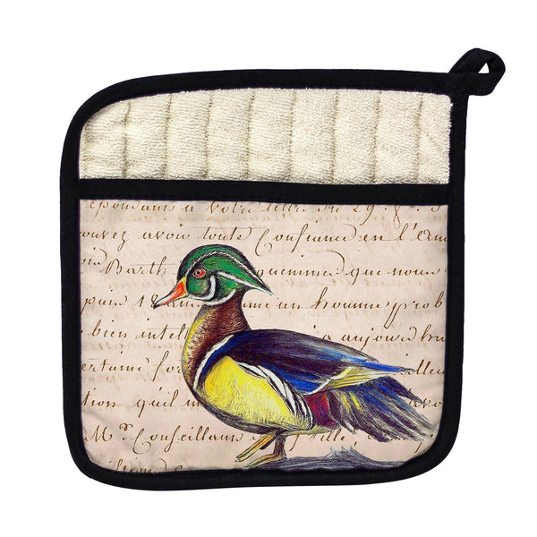 Male Wood Duck Script Pot Holder