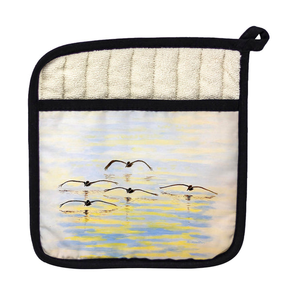 Cruising Pelicans Pot Holder