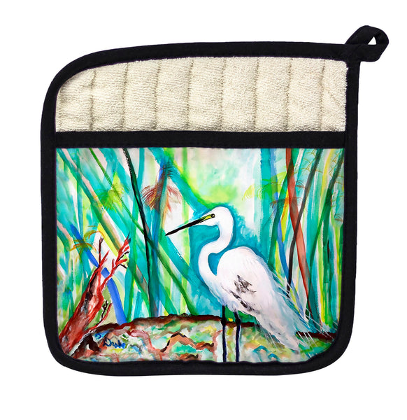 Egret in Marsh Pot Holder