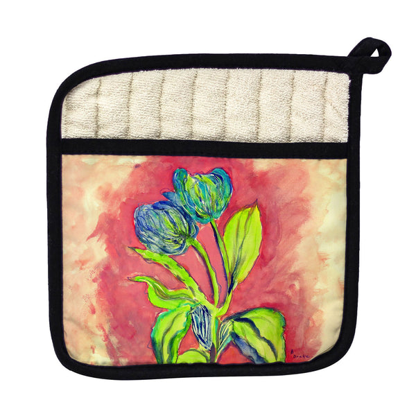 Tulips in Peach Pot Holder