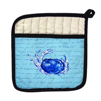 Blue Script Crab Pot Holder