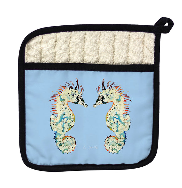 Betsy's Seahorses Light Blue Pot Holder