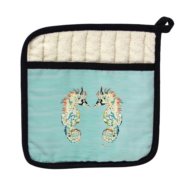 Betsy's Sea Horses - Teal Pot Holder