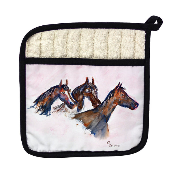 Three Horses Pot Holder