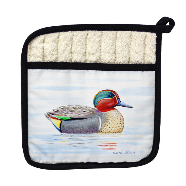 Green Wing Teal Pot Holder