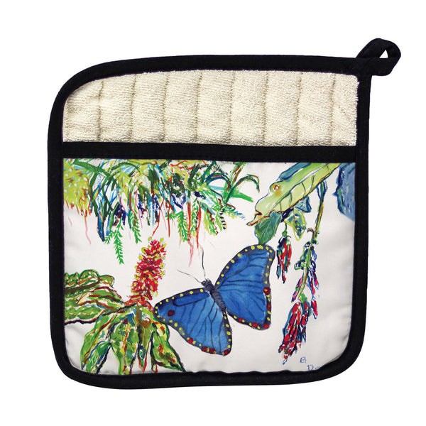 Morpho Butterfly and Flowers Pot Holder