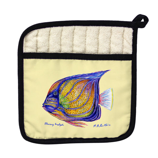 Blue Ring Angelfish - Yellow Pot Holder