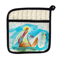 Pelican in Teal Pot Holder