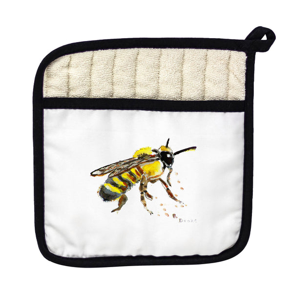 Bee on White Pot Holder