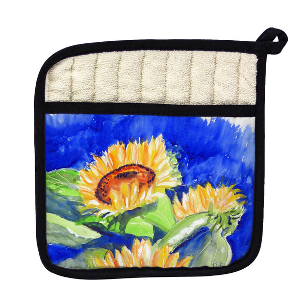 Gold Rising Sunflower Pot Holder
