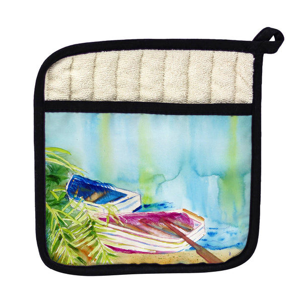 Watercolor Rowboats Pot Holder