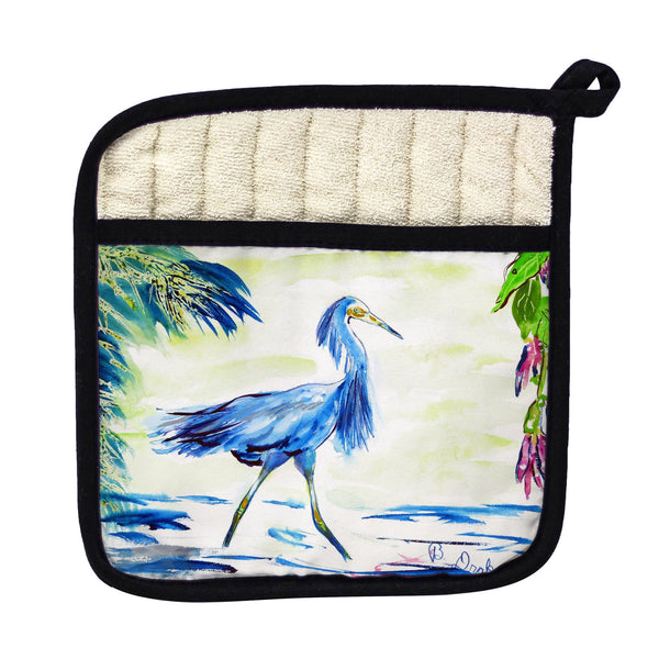 Blue Egret Pot Holder