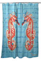 Coral Seahorse Shower Curtain