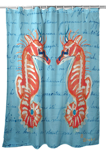 Coral Seahorse Shower Curtain