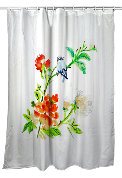 Blue Bird & Flowers Shower Curtain