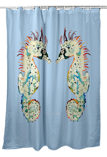 Betsy's Seahorses Light Blue Shower Curtain