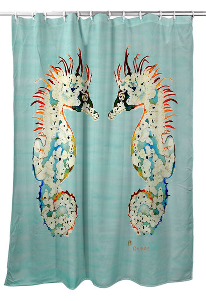 Aqua Betsy's Seahorses Shower Curtain