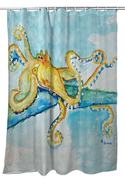 Gold Octopus Shower Curtain