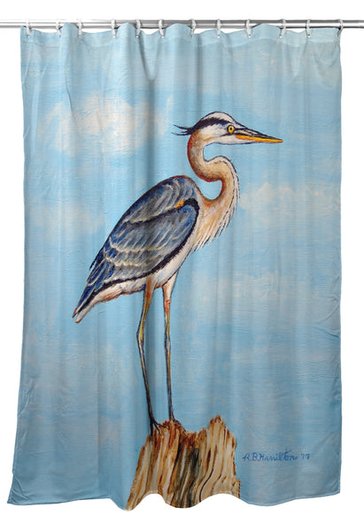 Blue Heron on Stump Shower Curtain