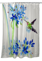 Hummingbird & Blue Flowers Shower Curtain