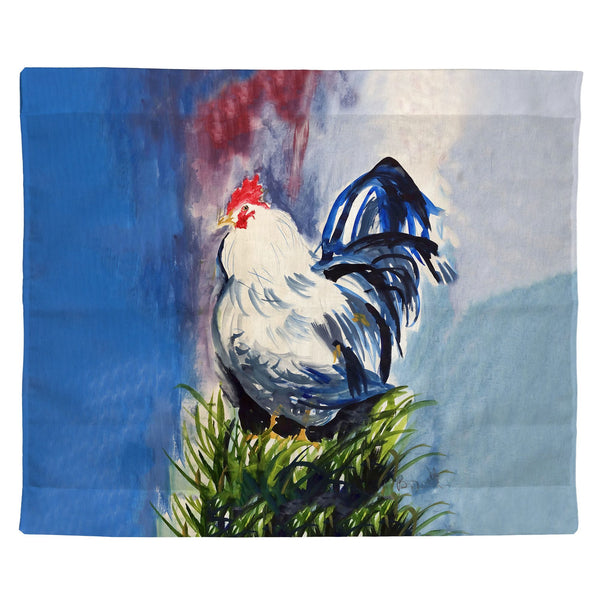 Blue & White Rooster Outdoor Wall Hanging 24x30