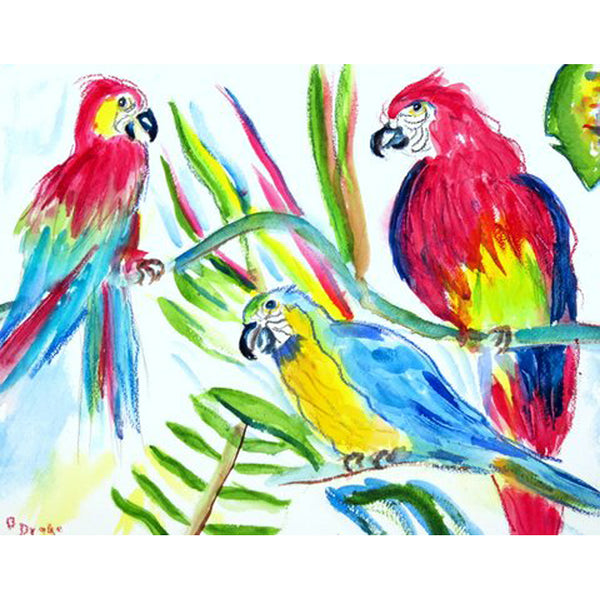 Three Parrots Outdoor Wall Hanging 24x30
