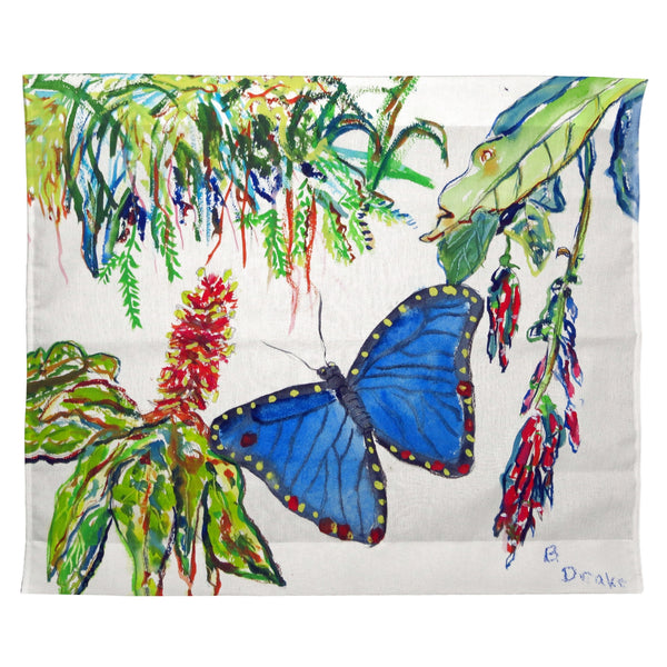 Morpho & Flowers Outdoor Wall Hanging 24x30