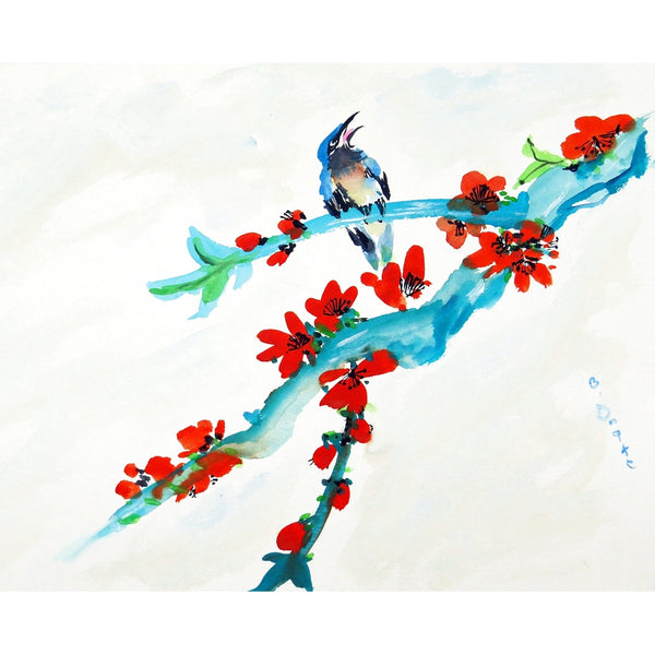 Red Buds & Birds Outdoor Wall Hanging 24x30