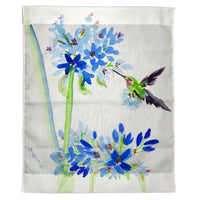 Hummingbird & Blue Flowers Outdoor Wall Hanging 24x30