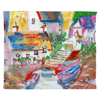 Boats At Steps Outdoor Wall Hanging 24x30