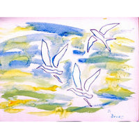 Three Gulls Outdoor Wall Hanging 24x30