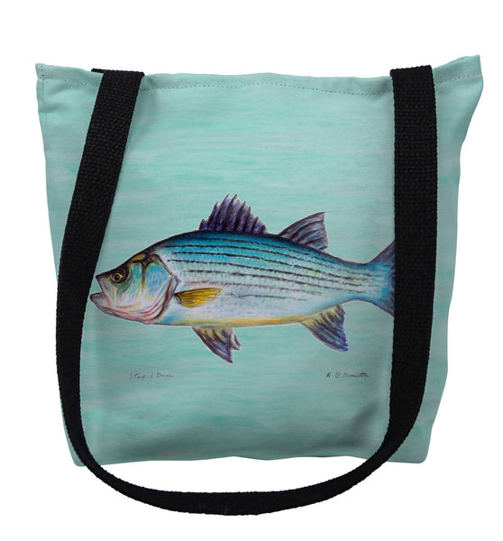 Striped Bass on Aqua Tote Bag