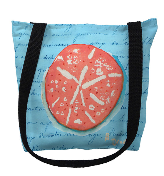 Coral Sand Dollar Blue Script Tote Bag