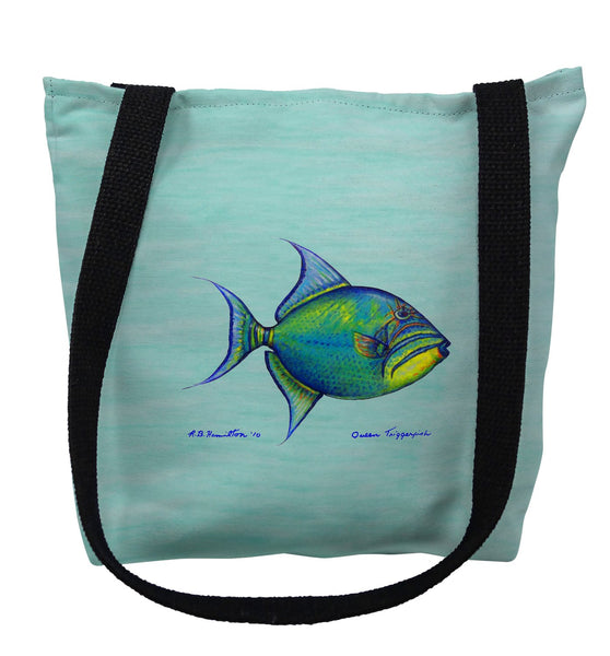 Trigger Fish on Aqua Tote Bag