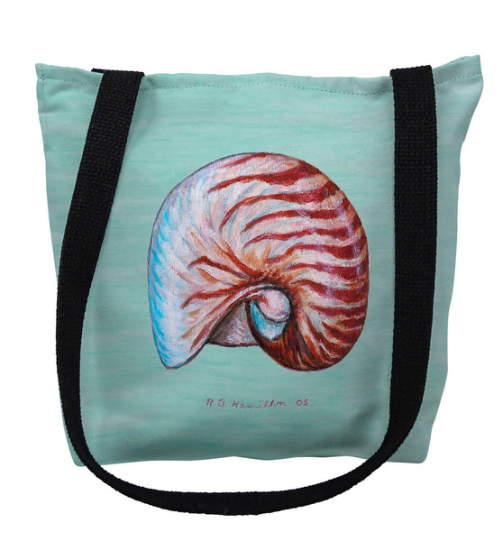 Nautilus Shell on Aqua Tote Bag