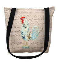 White Rooster Beige Script Tote Bag