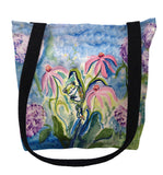 Frog & Pink Flowers Tote Bag