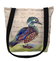 Female Wood Duck Beige Script Tote Bag